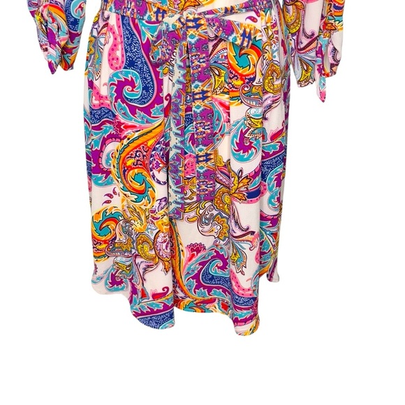 Anthropologie Fig And Flower Multicolor Paisley Print Shirt Dress L - Picture 5 of 10